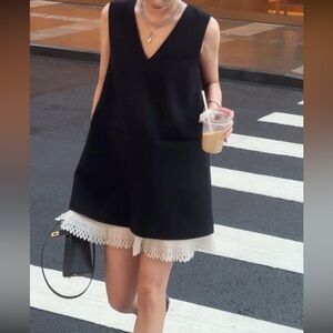 Lion & Cat sleeveless lace trimmed blazer dress S